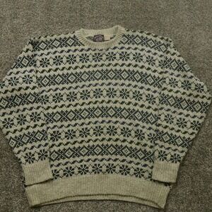 vintage sweater mens L knit colorful art Victoria Dry Goods Nordic christmas usa